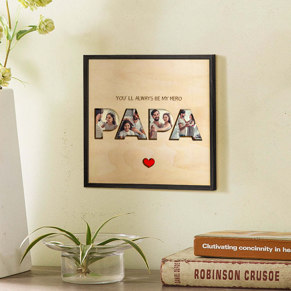 Custom Collage Papa Photo Tiles Personalised Photo Print Wall Art Gift for Father's Day - soufeeluk