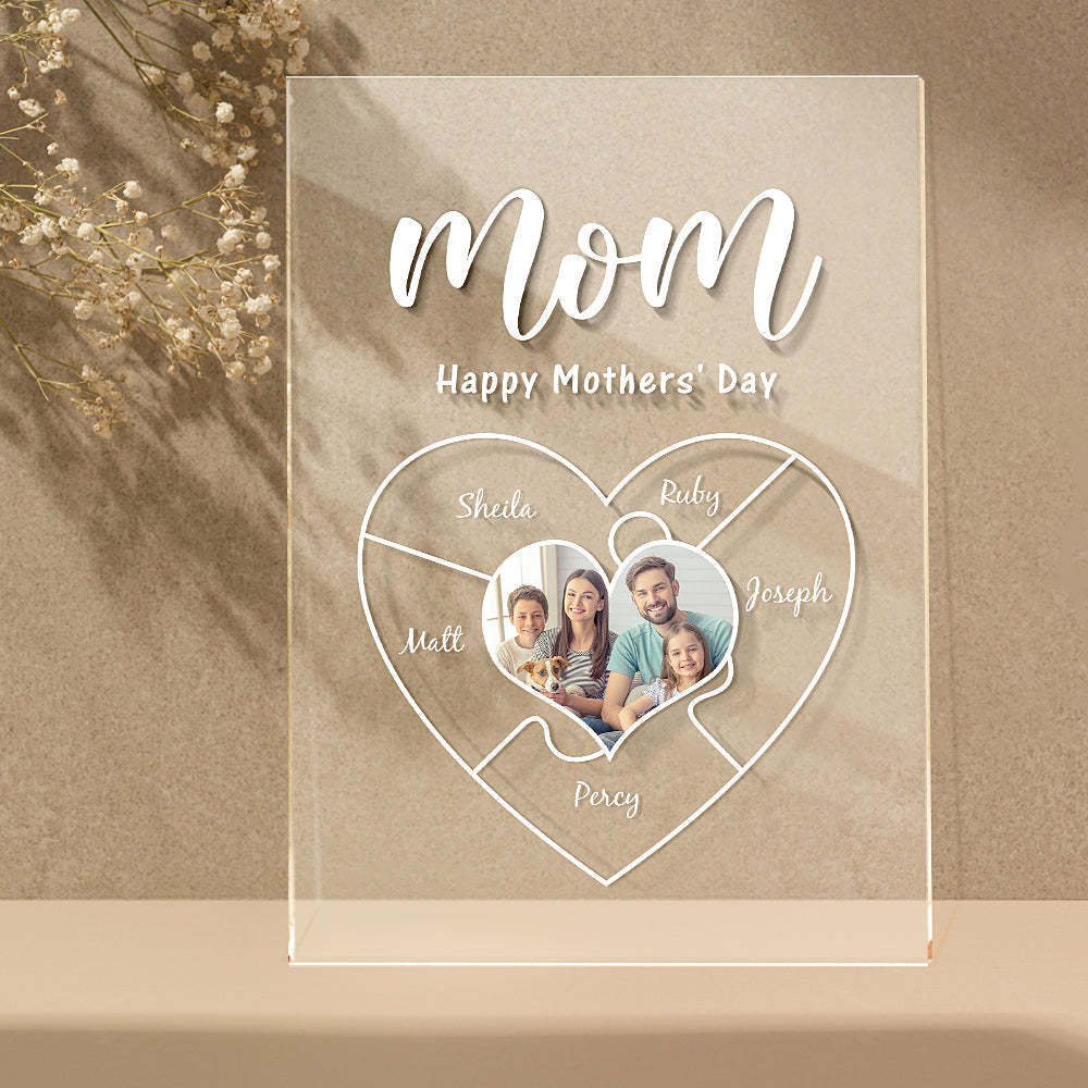 Engraved Name Plaque For Mother's Day Custom Photo Keychain Best NightLight Gift For Mom - soufeeluk