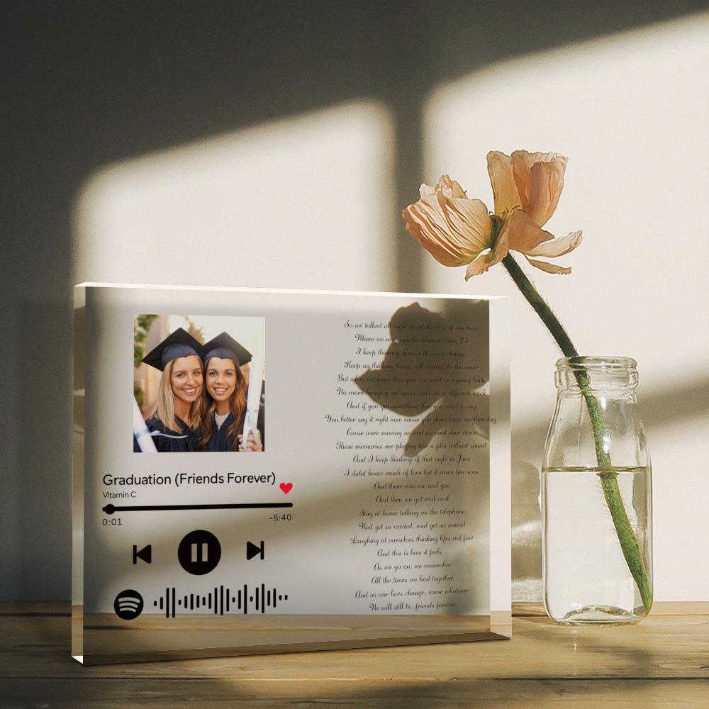Personalised Clear Thick Acrylic Block Spotify Code Music Lyrics Photo Frame Gift