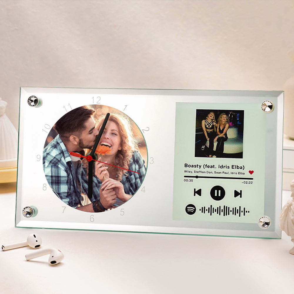 Custom Spotify Code Photo Clock Decorative Plaque Creative Gift for Lover - soufeeluk