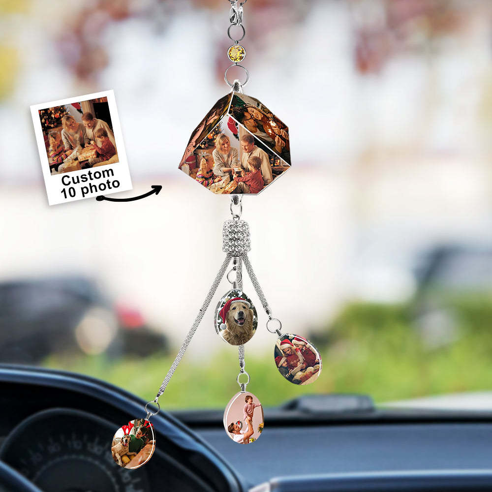 Custom Photo Car Hanging Ornaments Rearview Mirror Pendant Accessories Gifts for Friends Family Drivers - soufeeluk