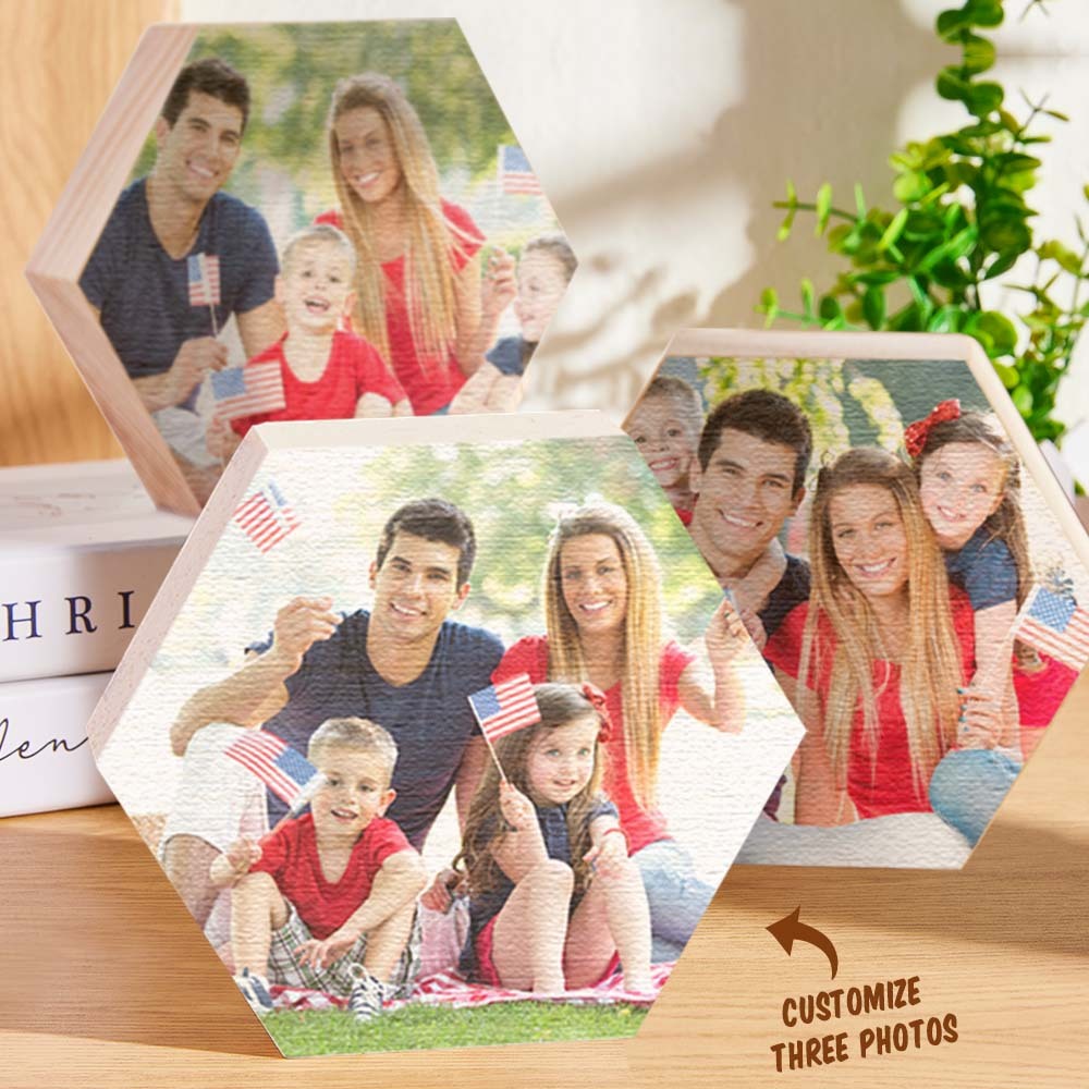 Custom Photo Ornament Hexagon Gallery Wall Photo Wood Gifts - soufeeluk