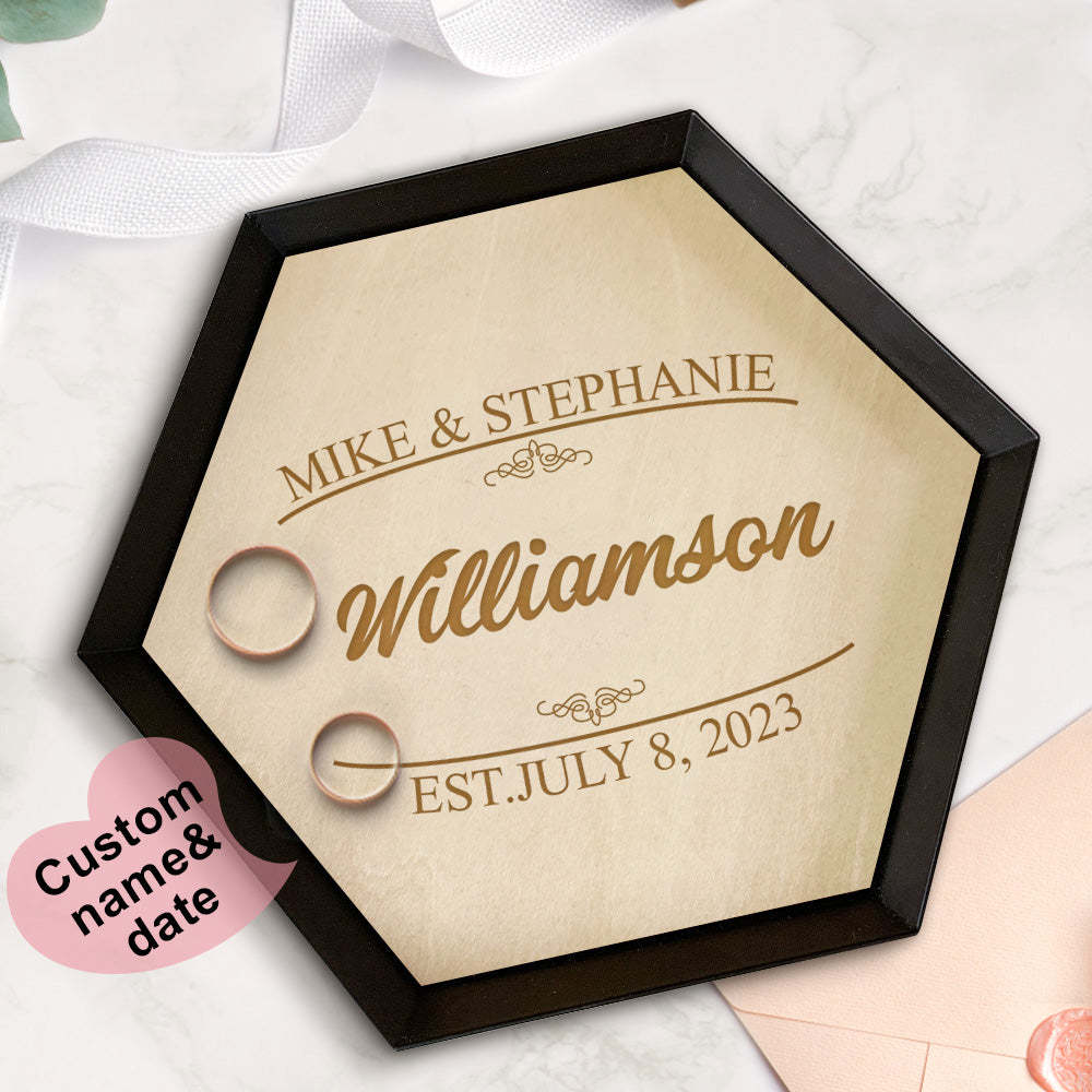 Custom Wood Jewelry Tray Engagement Jewelry Ring Holder Dish Home Decor Gift - soufeeluk