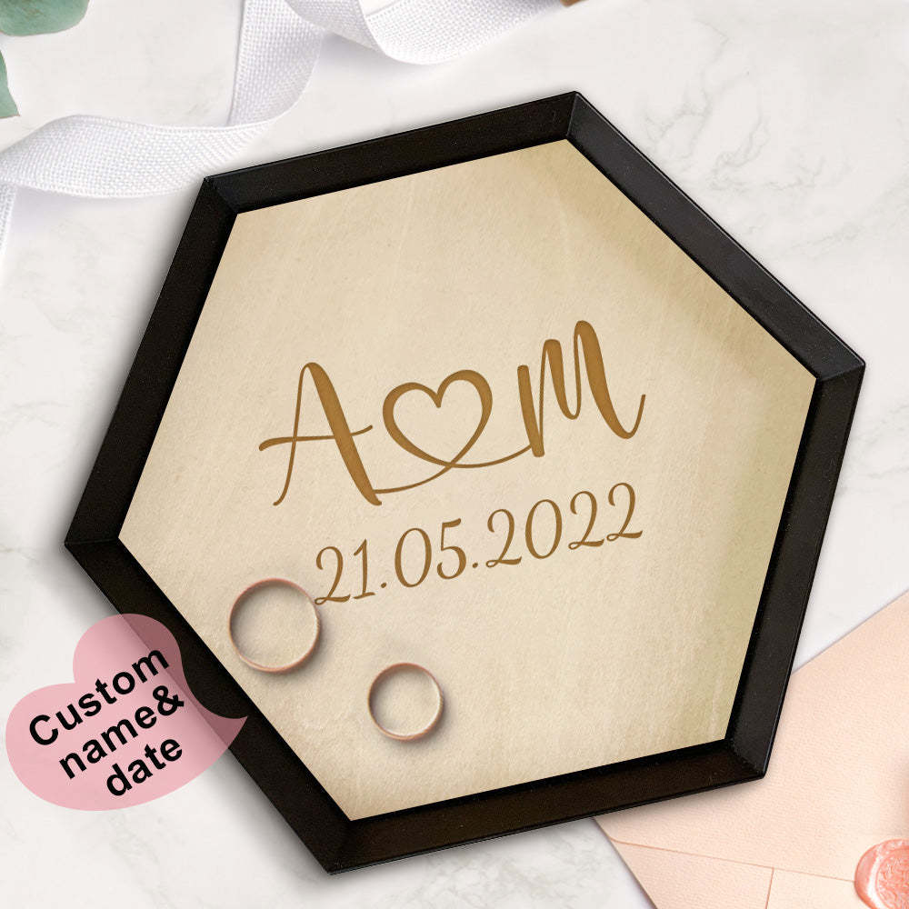 Custom Wood Jewelry Tray Engagement Jewelry Ring Holder Dish Home Decor Gift - soufeeluk