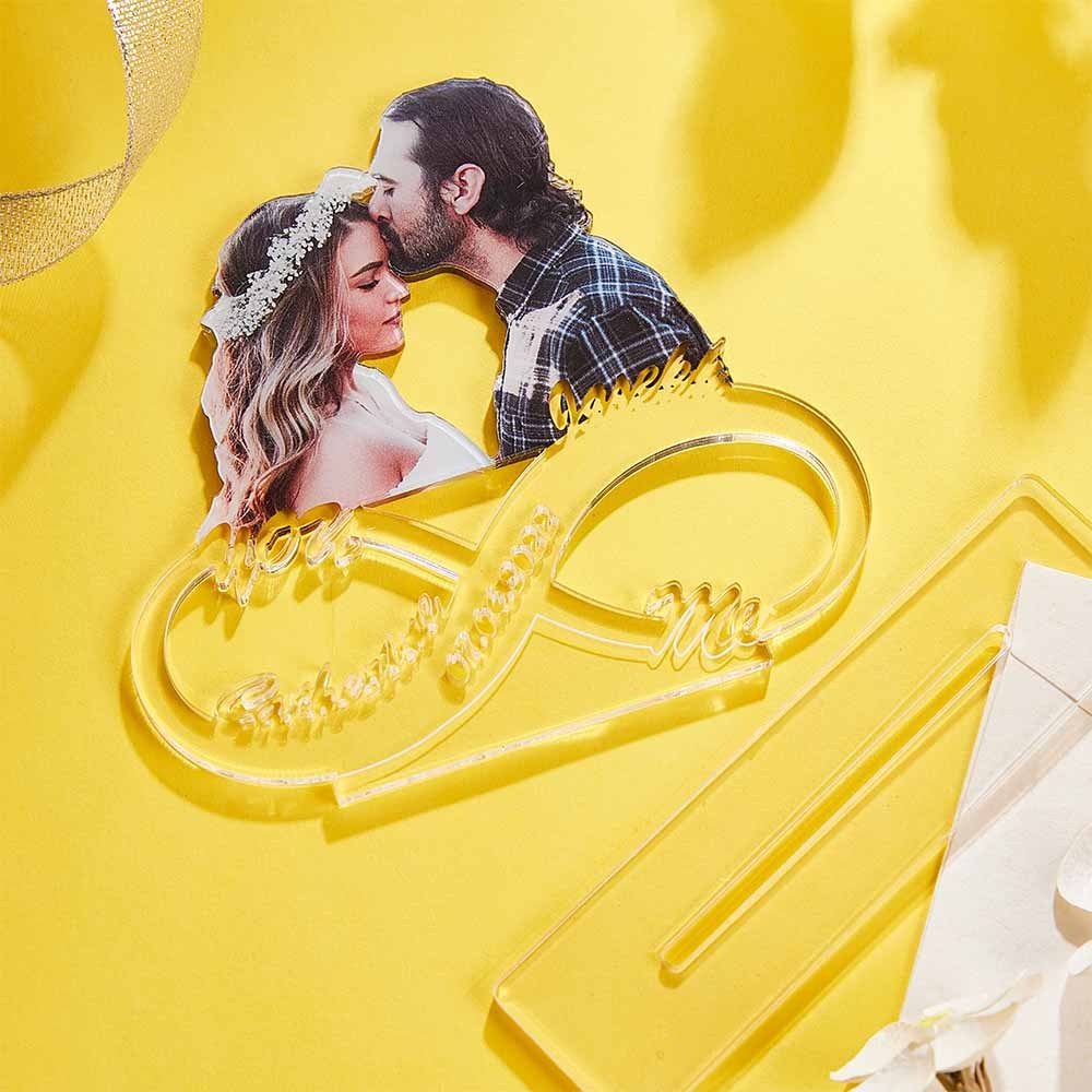Custom Photo Engraved Acrylic Plaque Personalised Infinity Name Desktop Plaque Anniversary Gift - soufeeluk