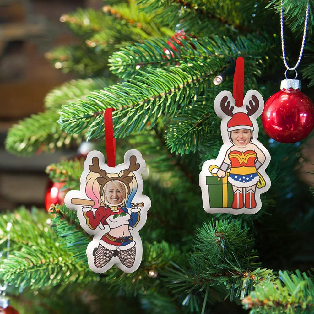 Custom Super Hero Decorations Personalised Face Christmas Hanging Decoration Superhero Decor Set Gifts for Besties - soufeeluk