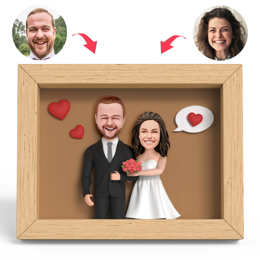 Valentines Gift Wedding Love Dialog Clay Figure Frame Gifts - soufeeluk