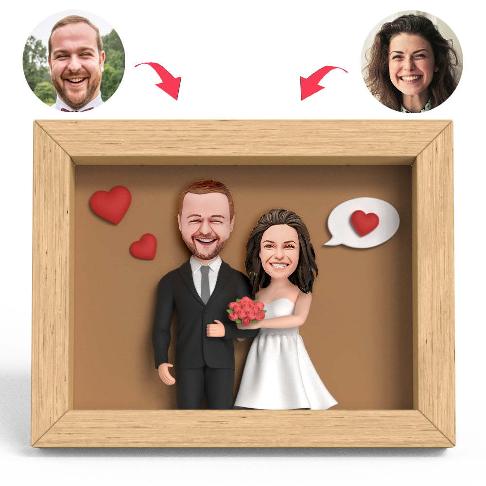 Valentines Gift Wedding Love Dialog Clay Figure Frame Gifts - soufeeluk