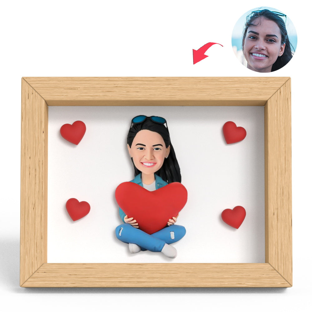 Anniversary Gift Heart Women Clay Figure Frame Gifts - soufeeluk