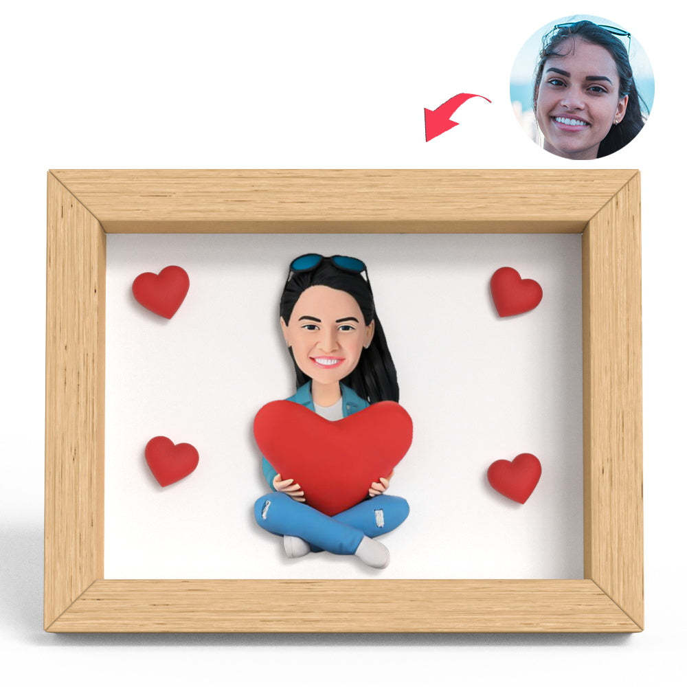 Anniversary Gift Heart Women Clay Figure Frame Gifts - soufeeluk