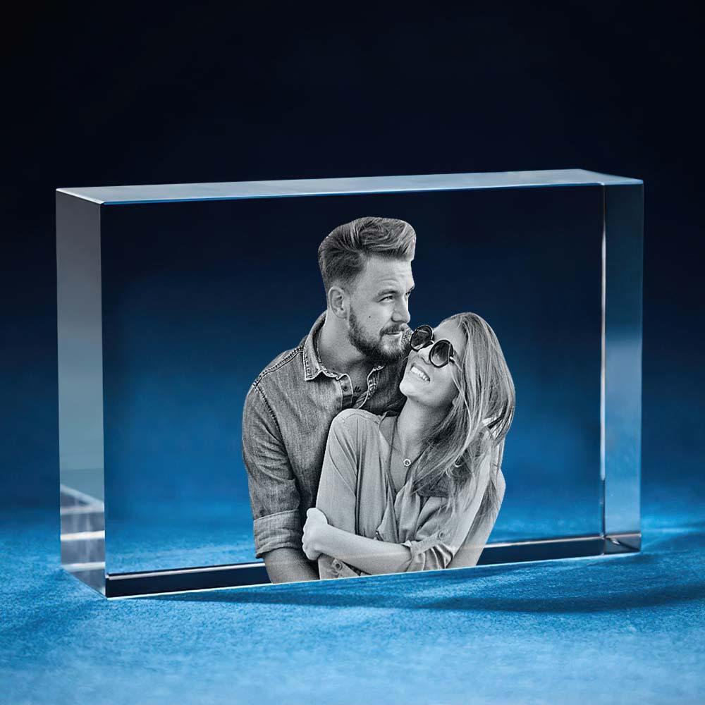 Custom 3D Photo Crystal Photo Frame Display Personalised Laser 3D Crystal Photo Gifts for Family