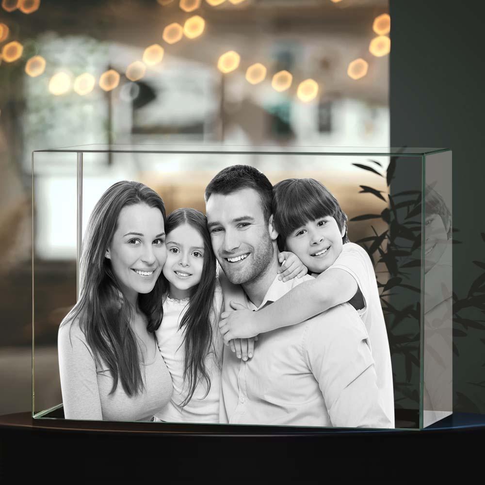 Custom 3D Photo Crystal Photo Frame Display Personalised Laser 3D Crystal Photo Gifts for Family