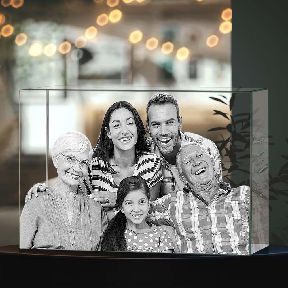 Custom 3D Photo Crystal Photo Frame Display Personalised Laser 3D Crystal Photo Gifts for Family