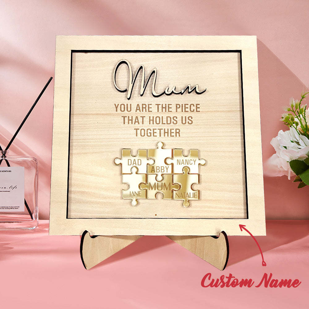 You Are the Piece That Holds Us Together Personalised Mum Puzzle Plaque Mother's Day Gift - soufeeluk