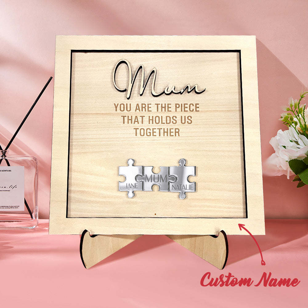 You Are the Piece That Holds Us Together Personalised Mum Puzzle Plaque Mother's Day Gift - soufeeluk