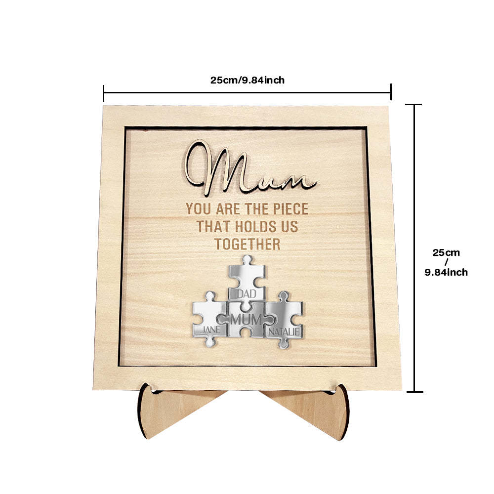 You Are the Piece That Holds Us Together Personalised Mum Puzzle Plaque Mother's Day Gift - soufeeluk