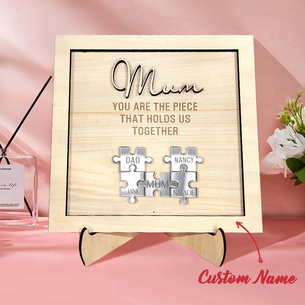 You Are the Piece That Holds Us Together Personalised Mum Puzzle Plaque Mother's Day Gift - soufeeluk