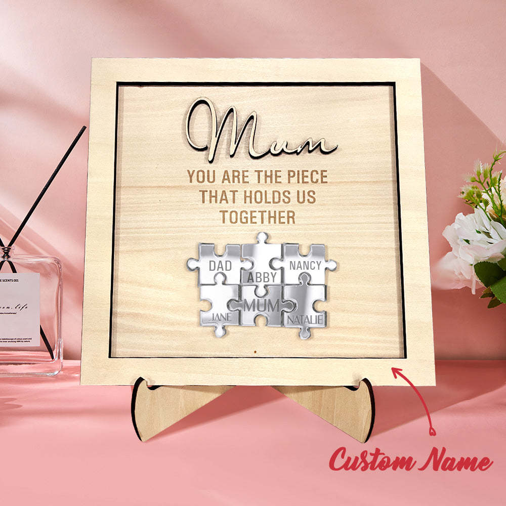 You Are the Piece That Holds Us Together Personalised Mum Puzzle Plaque Mother's Day Gift - soufeeluk