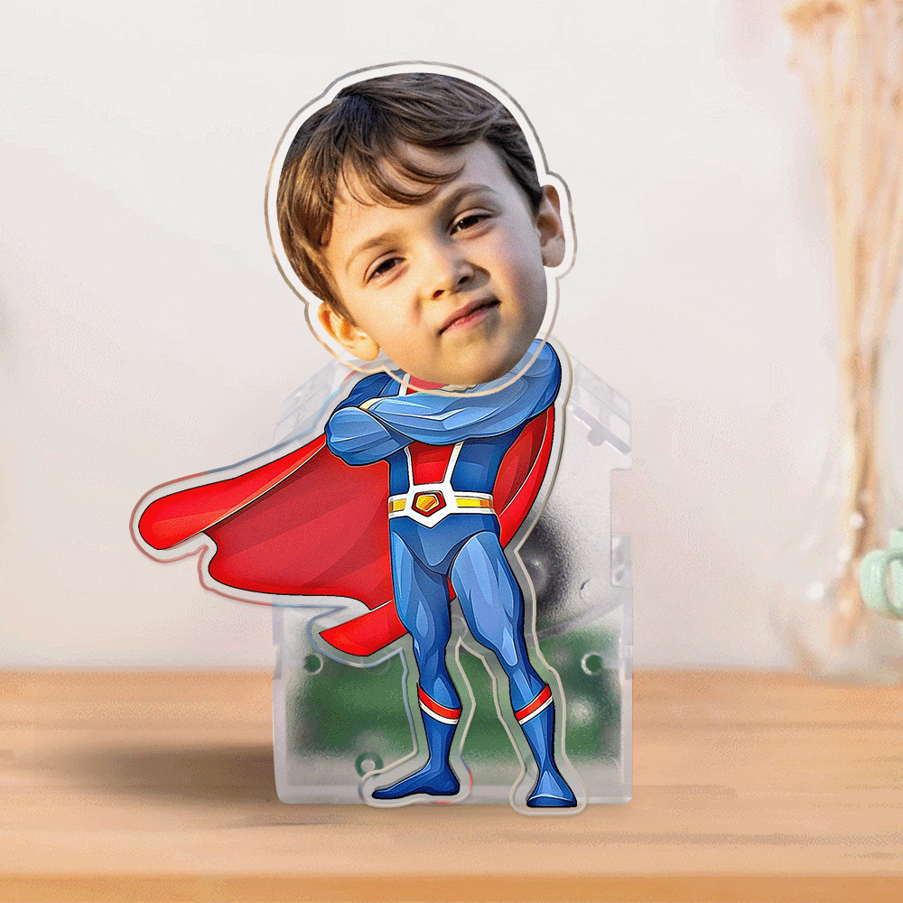 Custom Face Superhero Shaking Head Ornament Personalised Car Dashboard Decoration Home Desktop Ornament - soufeeluk