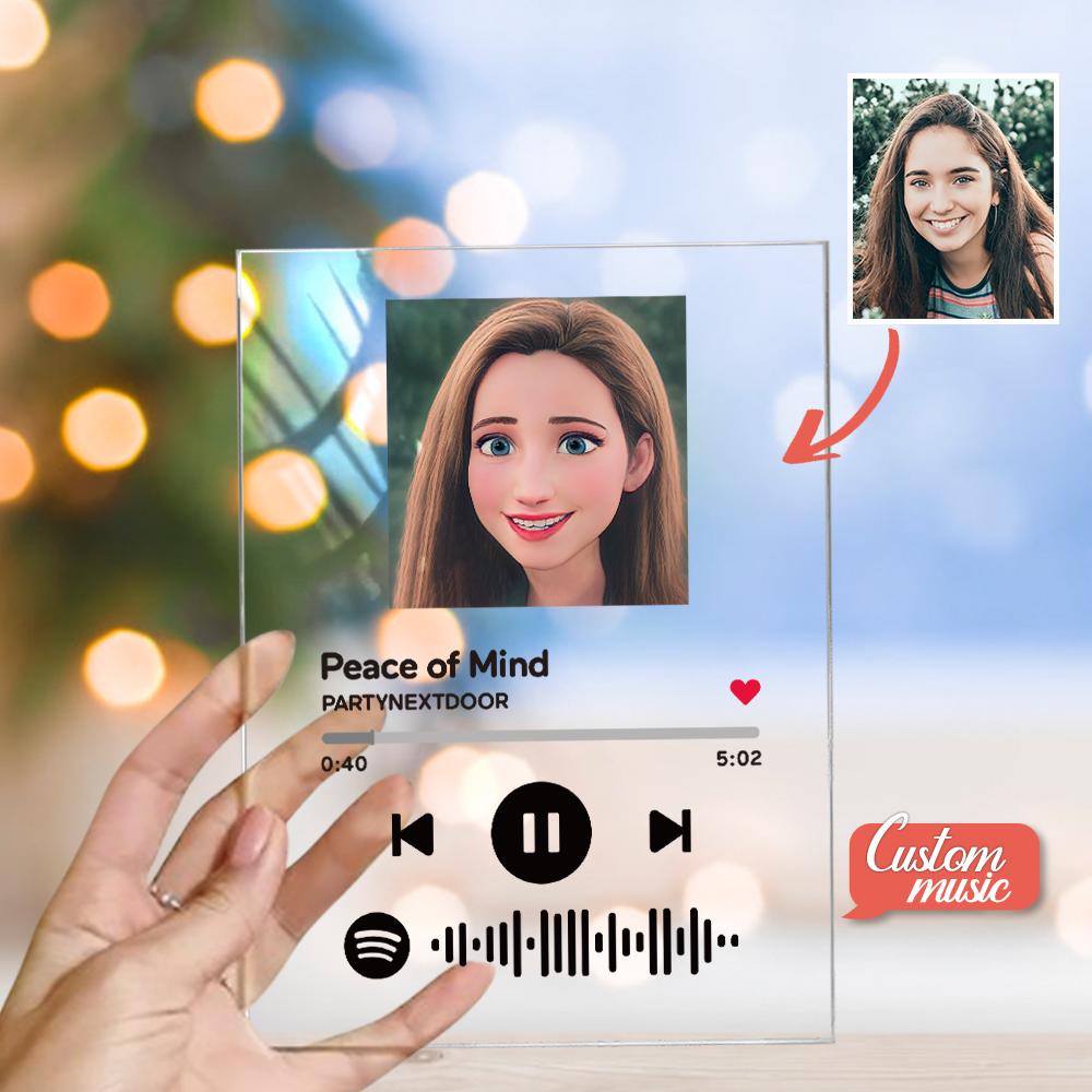 Scannable Spotify Code Comic Filter Plaque Keychain Music and Photo Acrylic Gifts for BFF