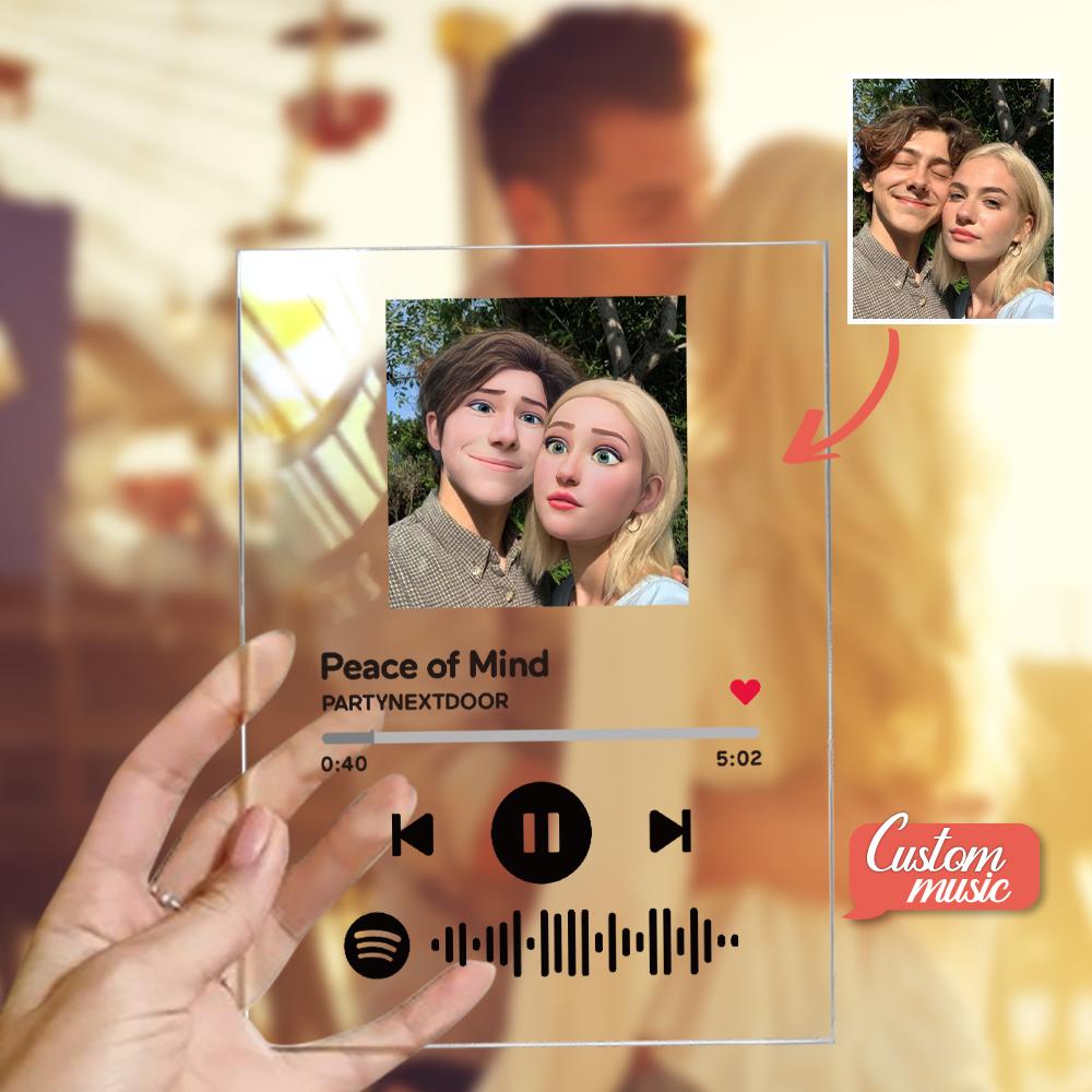 Scannable Spotify Code Comic Filter Plaque Keychain Music and Photo Acrylic Gifts for BFF