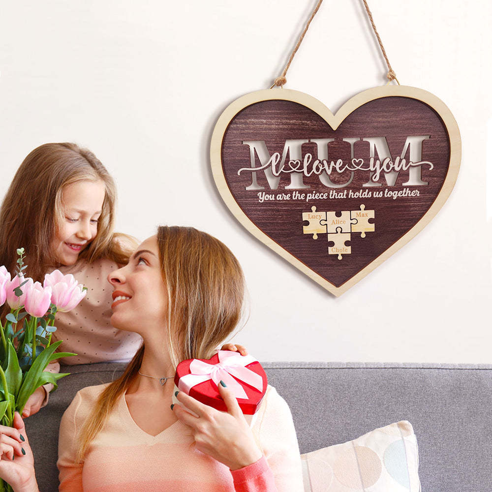 Personalised Mum Heart Puzzle Plaque You Are the Piece That Holds Us Together Mother's Day Gift - soufeeluk