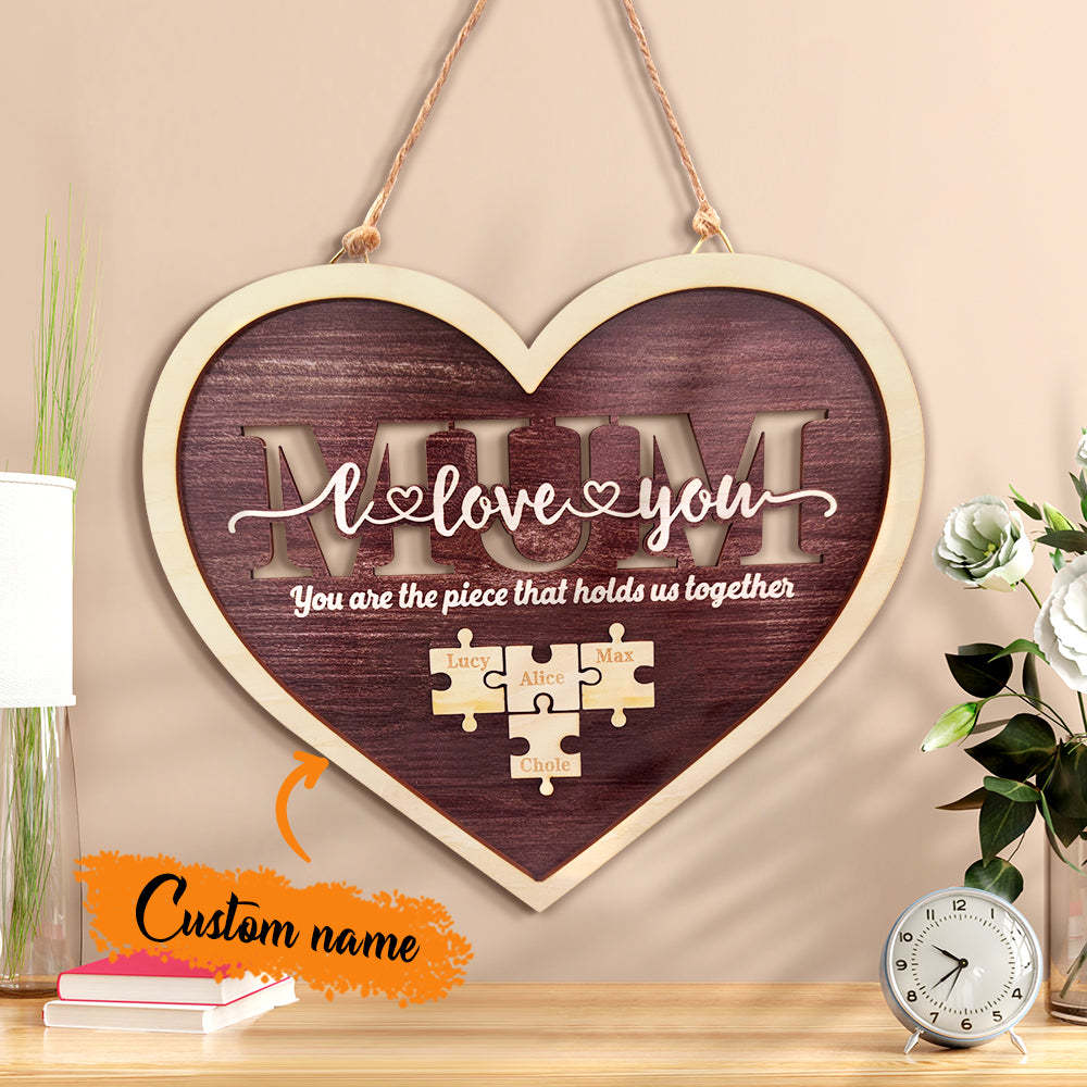 Personalised Mum Heart Puzzle Plaque You Are the Piece That Holds Us Together Mother's Day Gift - soufeeluk