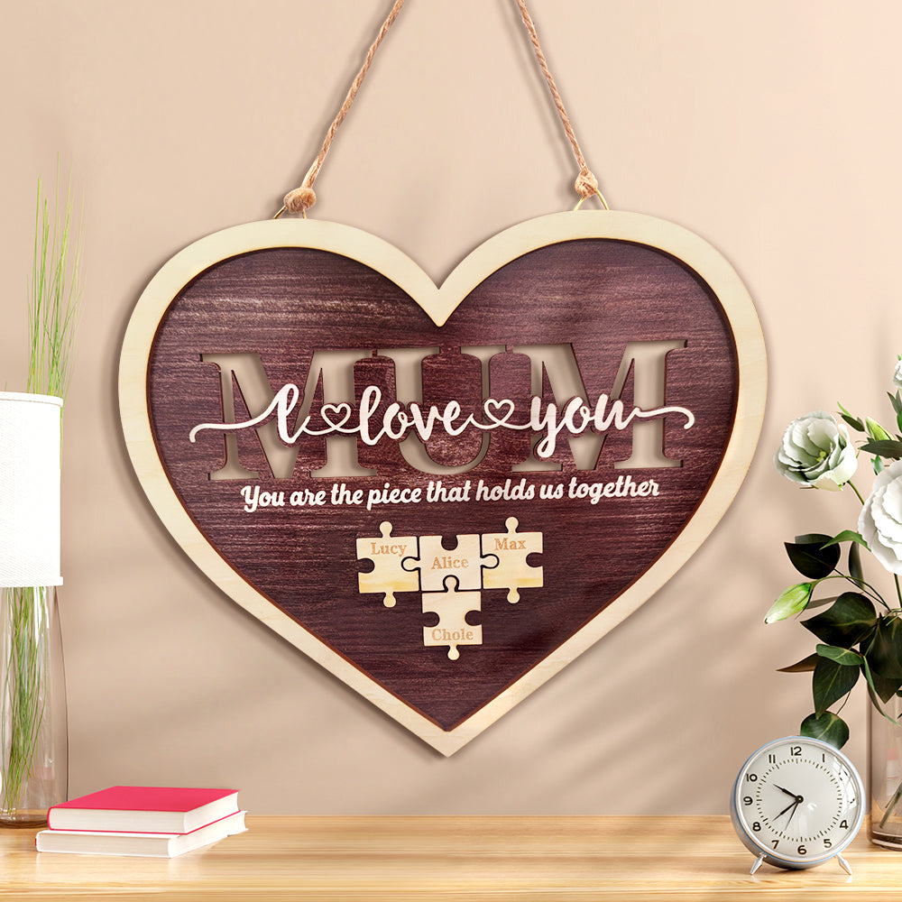 Personalised Mum Heart Puzzle Plaque You Are the Piece That Holds Us Together Mother's Day Gift - soufeeluk