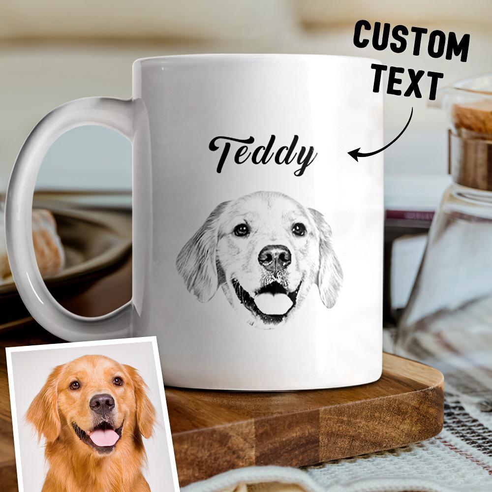 Personalised Dog Face Portrait Mugs Custom Pet Name Mug - soufeeluk