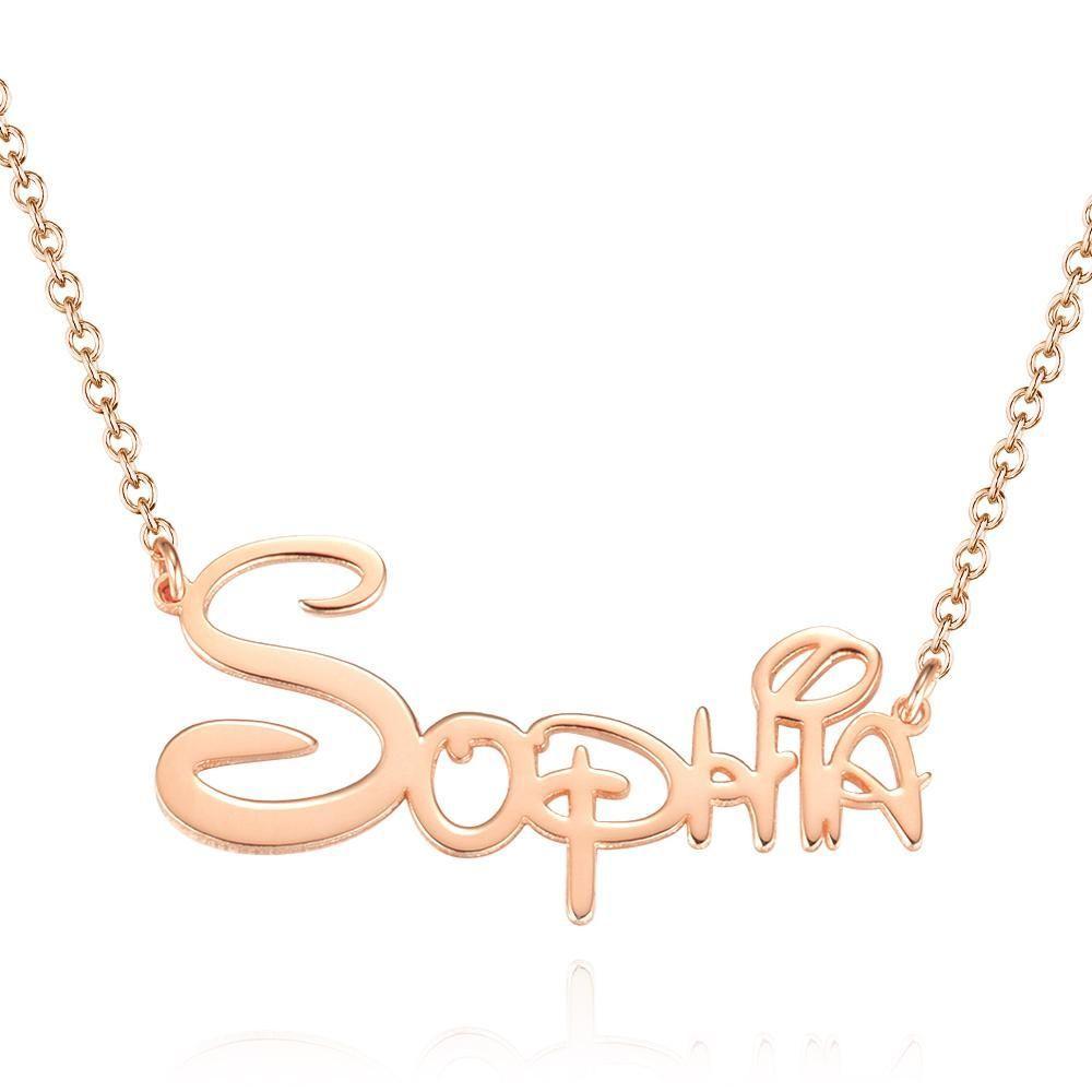Name Necklace, Custom Name Necklace Unique Gift Rose Gold Plated