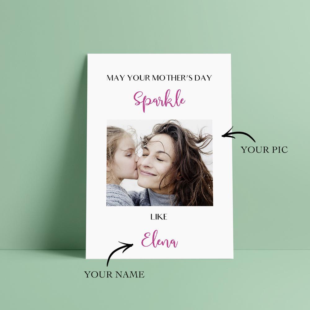 Custom Photo And Engraved Card Gift For Mother's Day