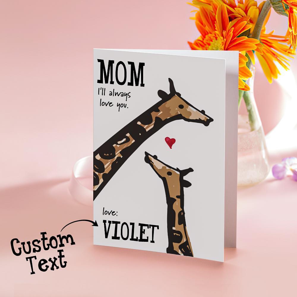 Custom Text  Greeting Card For Mother's Day Giraffe Style - soufeeluk