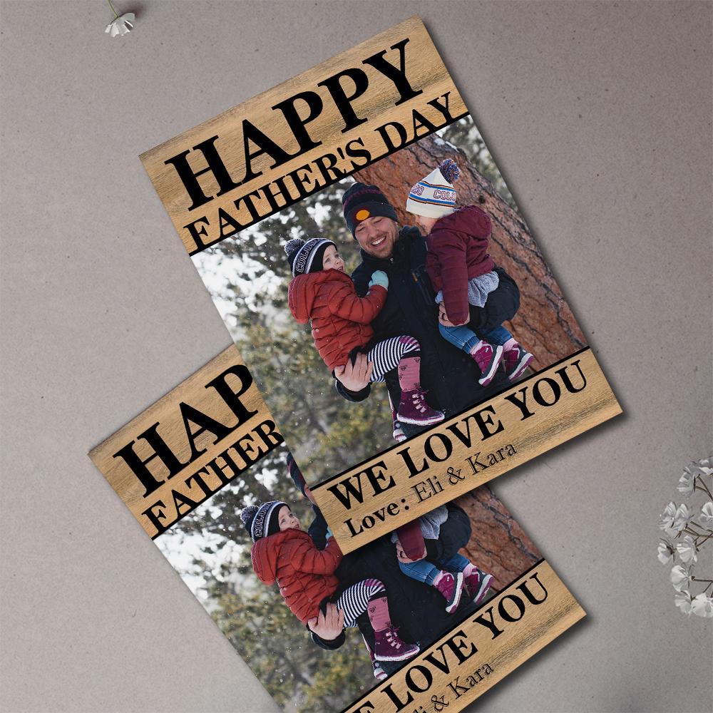 Happy Father's Day Custom Photo And Text Greeting Card - soufeeluk