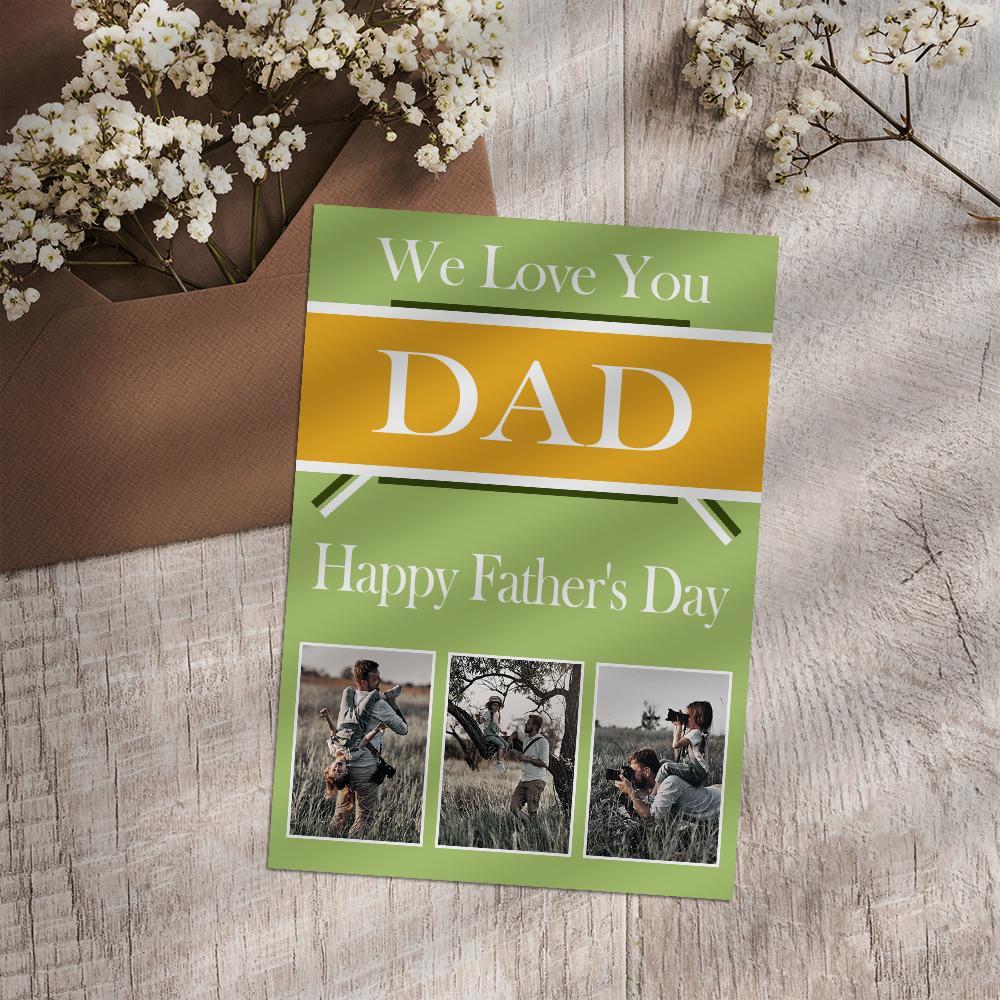 Custom Greeting Card With 3 Photo Special Card Gift For Father's Day - soufeeluk