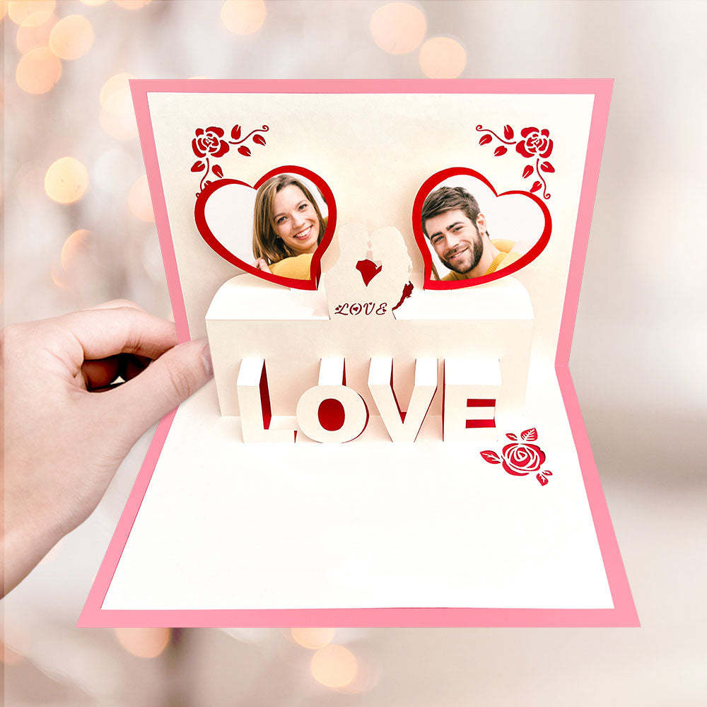 Custom Photo 3D Pop-Up Card Personalised Heart Pop Up Greeting Card - soufeeluk