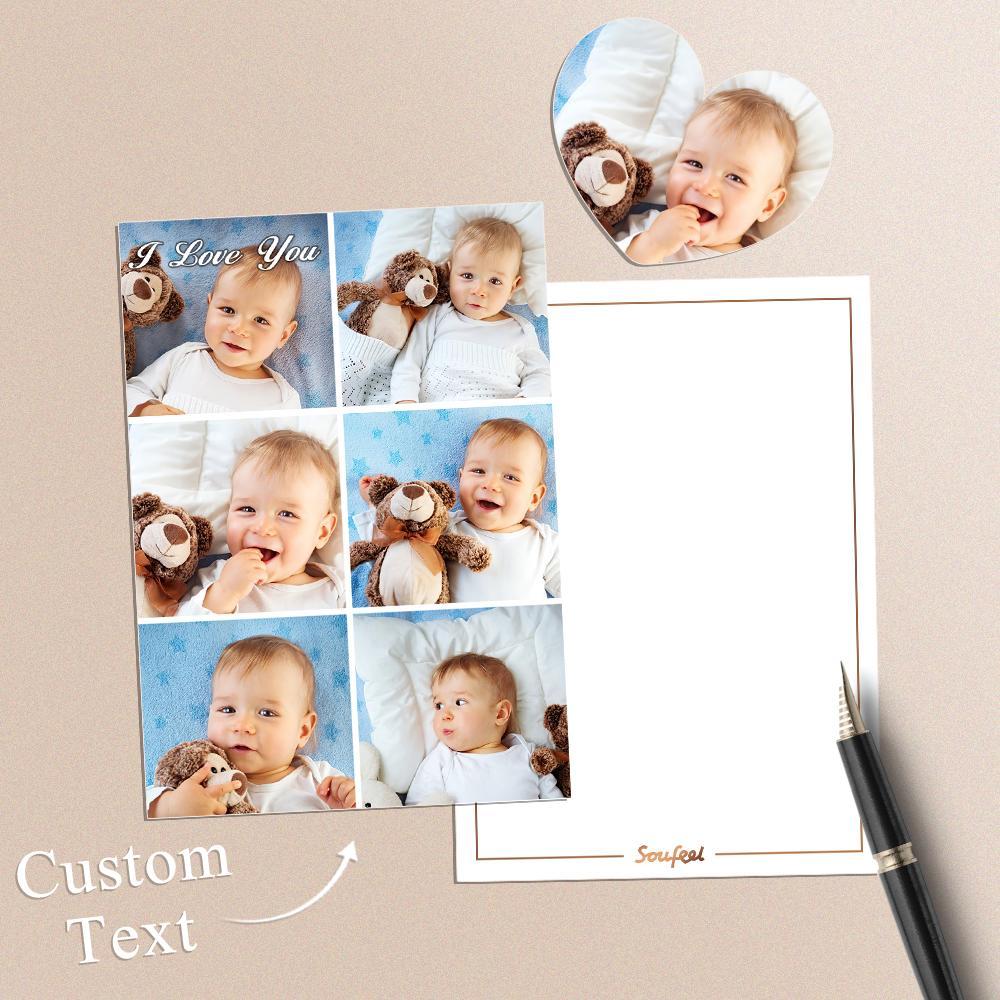 Custom Collage Photo Greeting Card with Text - soufeeluk