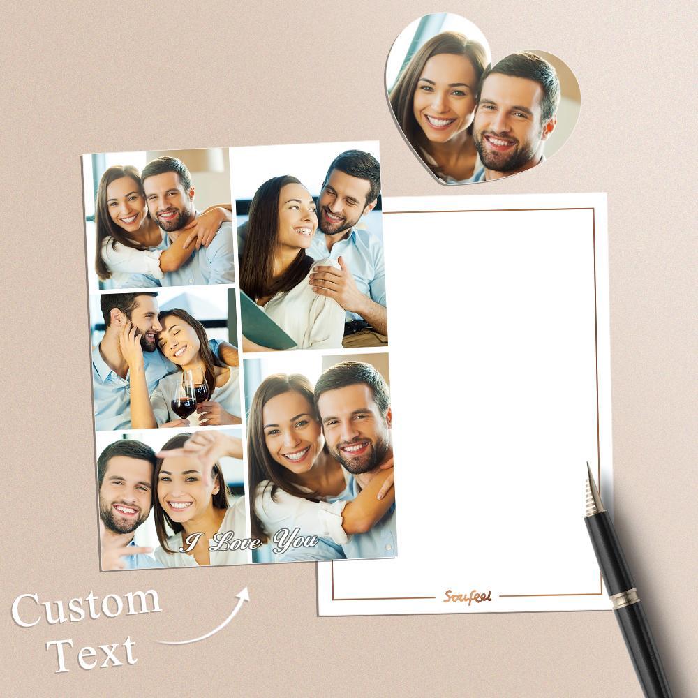 Custom Collage Photo Greeting Card with Text - soufeeluk