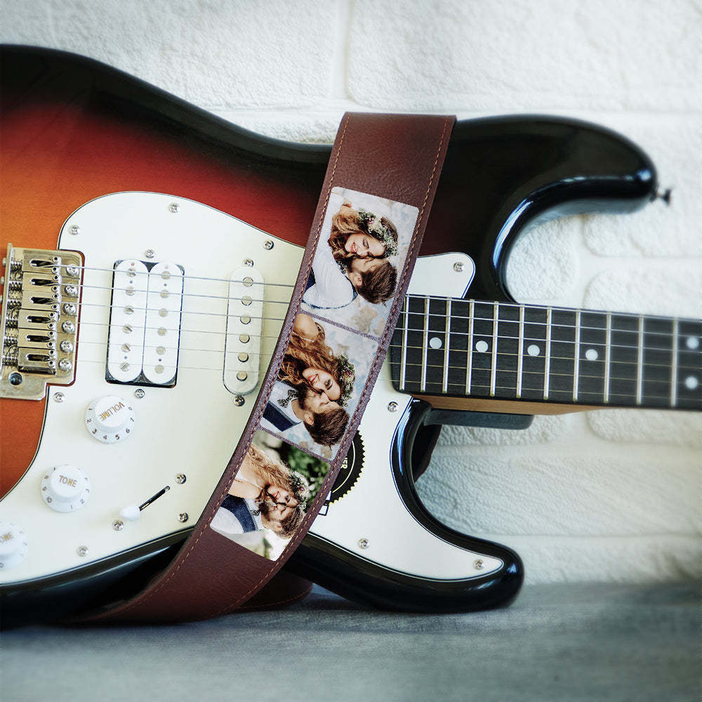Custom Photo Guitar Strap Guitar Player Multiphoto Gifts - soufeeluk