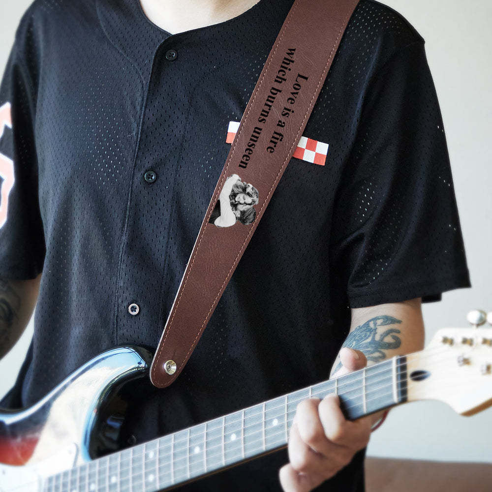 Custom Engraved Photo Guitar Strap Shadow Carving Unique Gifts - soufeeluk