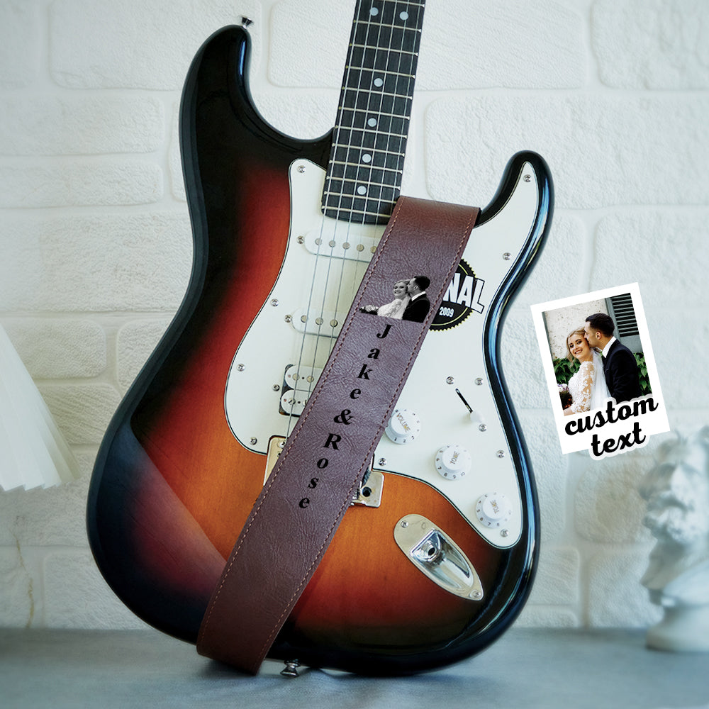 Custom Engraved Photo Guitar Strap Shadow Carving Unique Gifts - soufeeluk
