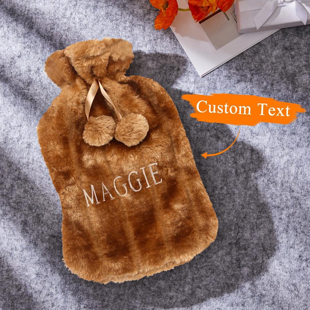 Custom Engraved Hot Water Bottle Winter Heating Plush Gifts - soufeeluk