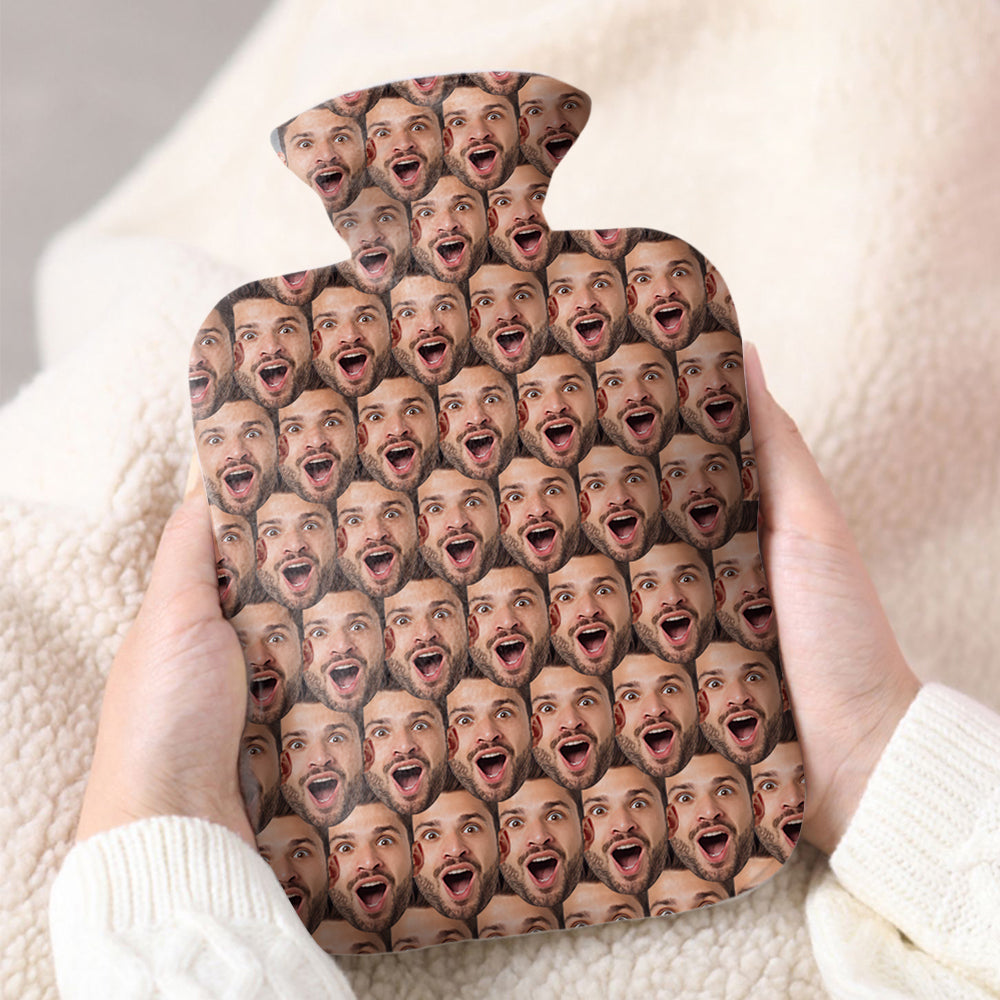 Custom Face Hot Water Bottle Hot Compress and Cold Therapy Funny Hot Water Bag for Winter Gifts - soufeeluk