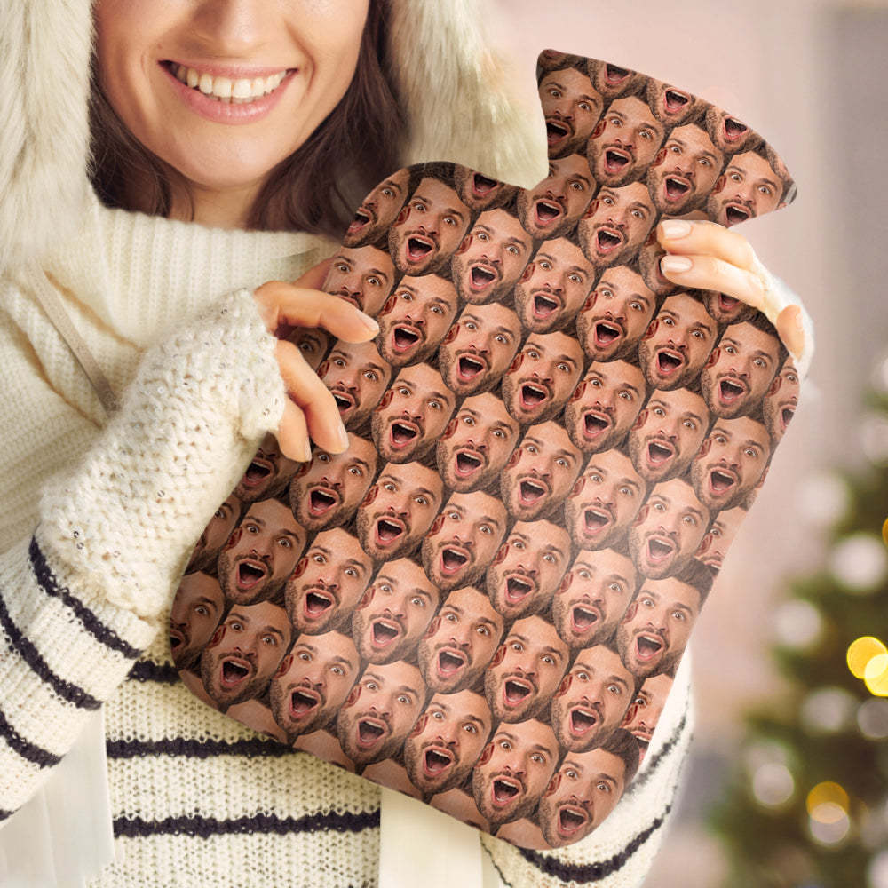 Custom Face Hot Water Bottle Hot Compress and Cold Therapy Funny Hot Water Bag for Winter Gifts - soufeeluk