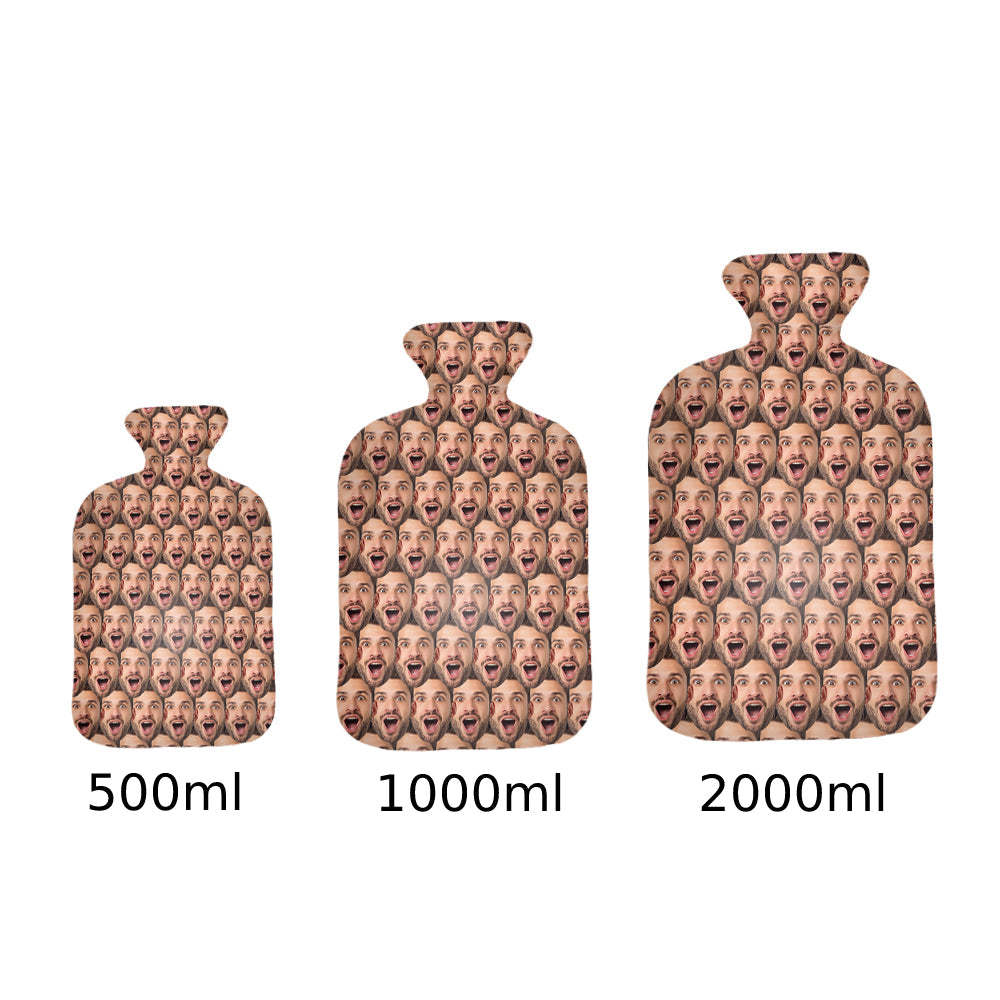 Custom Face Hot Water Bottle Hot Compress and Cold Therapy Funny Hot Water Bag for Winter Gifts - soufeeluk
