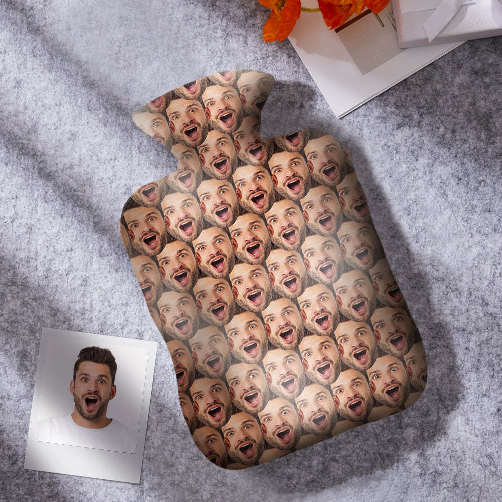 Custom Face Hot Water Bottle Hot Compress and Cold Therapy Funny Hot Water Bag for Winter Gifts - soufeeluk