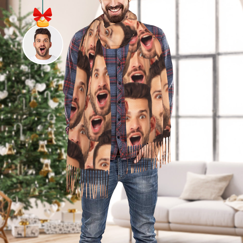 Custom Funny Scarf Personalised Face Soft Warm Fringe Shawl Unisex Scarf Gift for Winter - soufeeluk