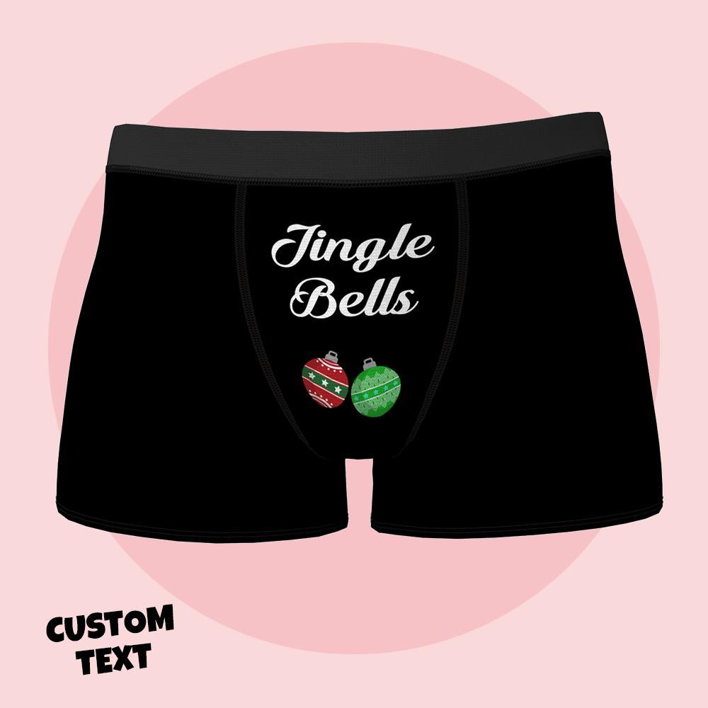 Custom Engraved Boxer Jingle Bells Underwear Christmas Gift for Men
