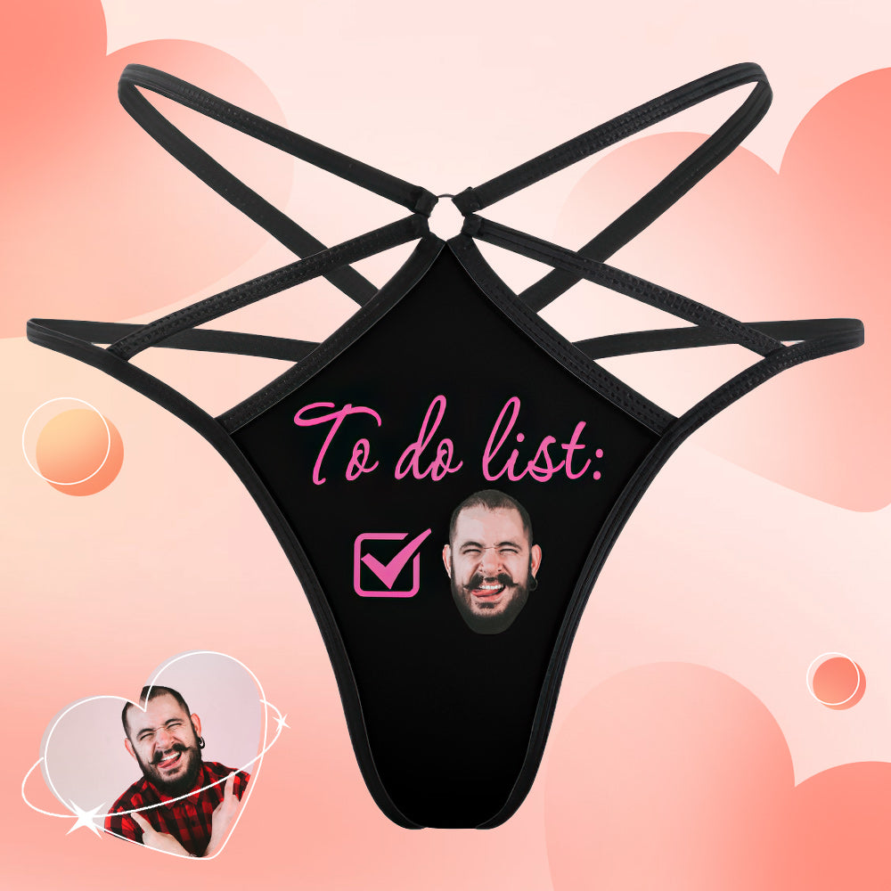 Custom Face Thong Funny Photo Sexy Women's Briefs Gift for Girlfriend - soufeeluk