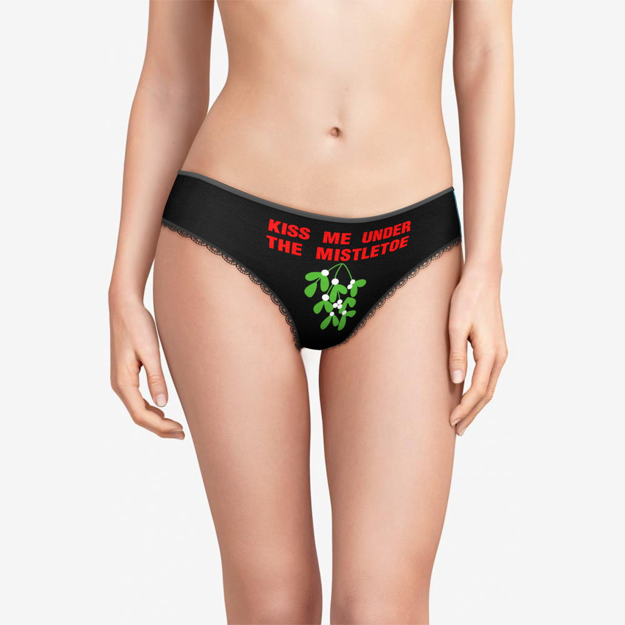 Women's Briefs Kiss Me Under the Mistletoe Christmas Underwear Gift for Her - soufeeluk