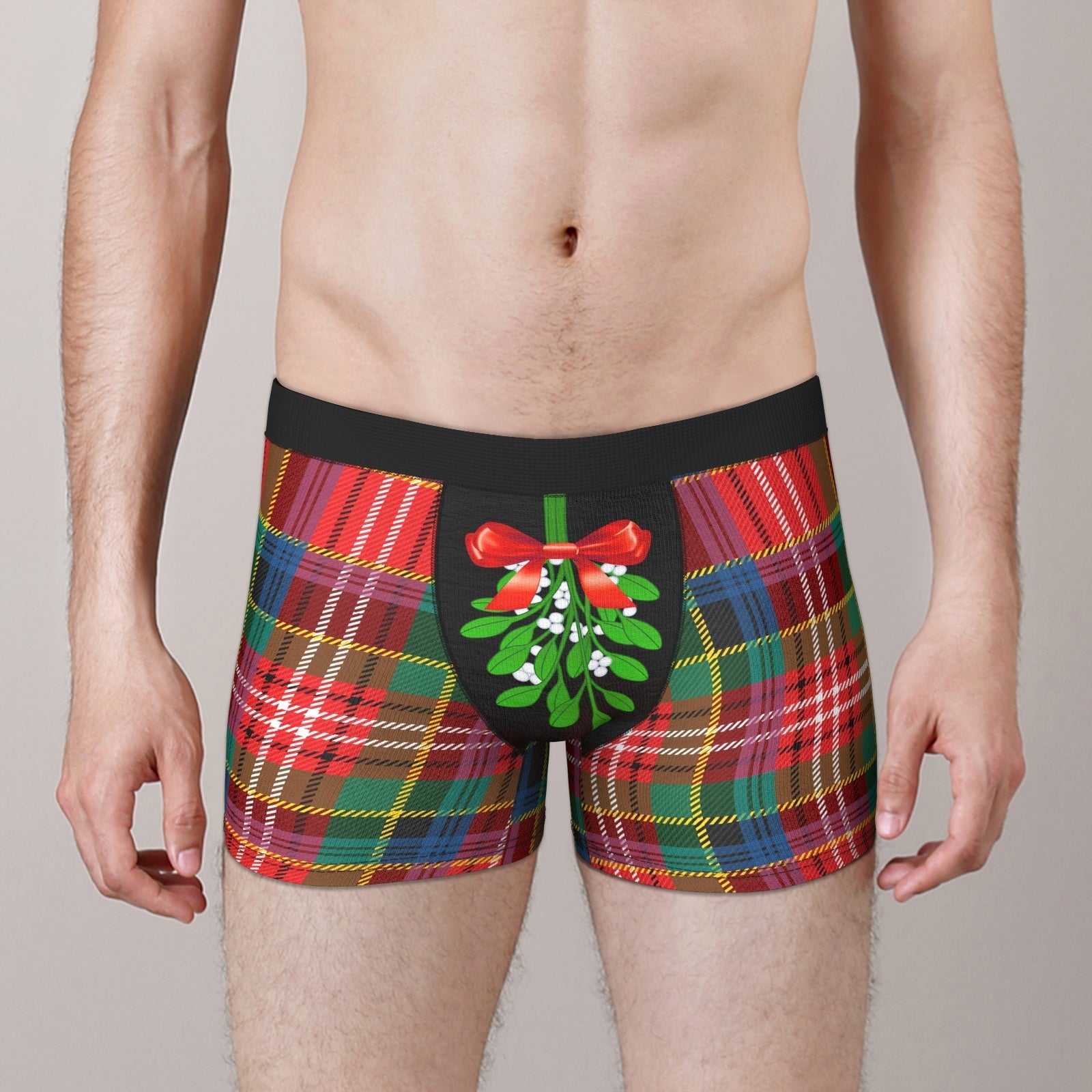 Christmas Gift Men's Boxer Funny Mistletoe Christmas Boxer Briefs Gift For Boyfriend - soufeeluk